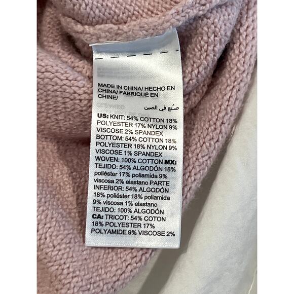 Chico's Light Rose Pink Sweater with White Shirt Tail Women's Size L (2) Pastel - Picture 4 of 7